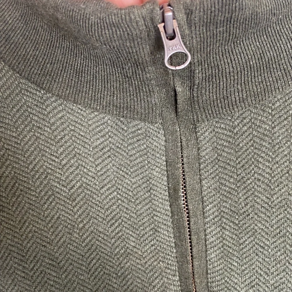 J. Crew Men's Henley Zip Mock Neck‎ Sweater Size M Green Cotton Long sleeve